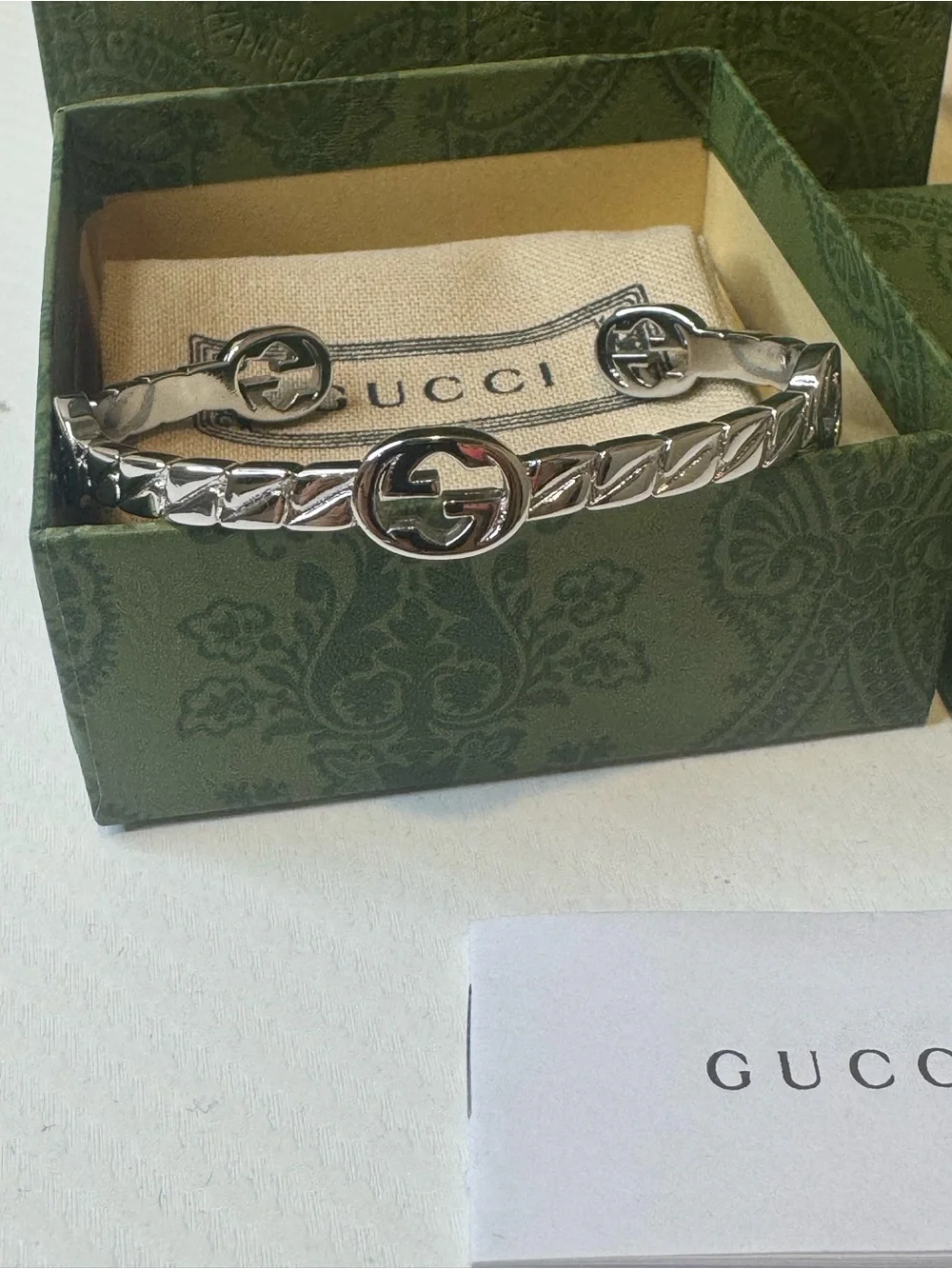 Gucci Silver Interlocking G Slim Chain Bracelet
